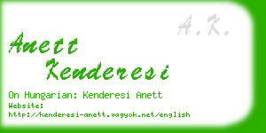 anett kenderesi business card